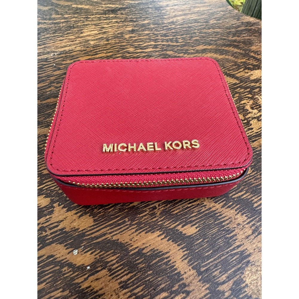 Michael Kors Pink Jewelry Box Case Travel Zippered XLNT Condition